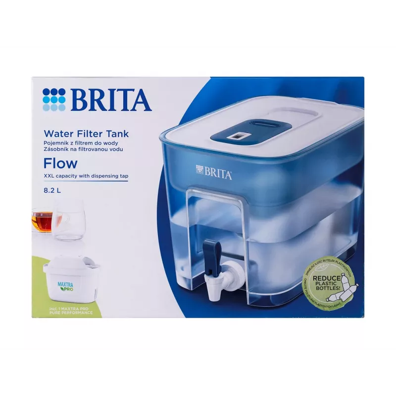 Ūdens filtra dozators BRITA FLOW MAXTRA PRO Pure Performance — 8,2 L, zils, 220×214×304 mm