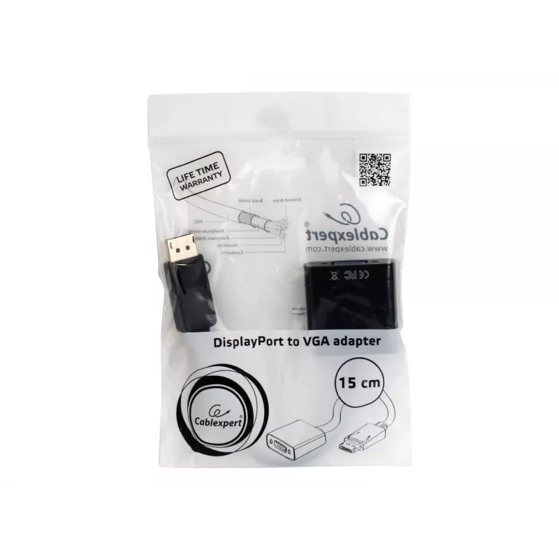 Adapter DisplayPort uz VGA melns
