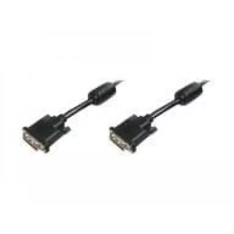 DIGITUS - DVI kabelis - Dual Link - DVI-D (M) - DVI-D (M) - 5,0m - liets, īkšķa skrūves - melns (AK-320101-050-S)