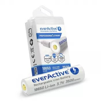 18650 Li-Ion 3.7V everActive 3500mAh battery (1 gab.) micro-USB with protection