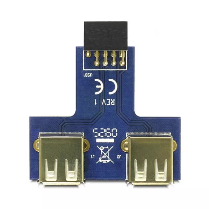 DeLOCK 9-pinu 2,54 mm 2 x USB 2.0 1 x 9-pinu 2,54 mm Melna Zila Sudraba