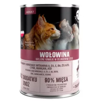 Mitrā kaķu barība PetRepublic CAT Adult 400 g — gabaliņi mērcē ar liellopu gaļu