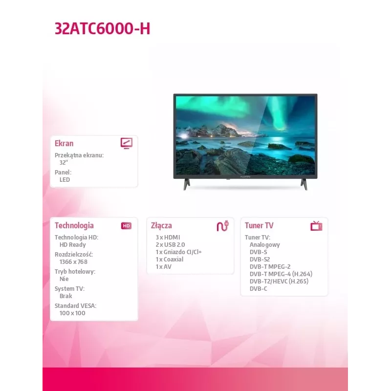 Televizors LED Allview 81 cm (32 inch) 32ATC6000-H, HD Ready, CI+