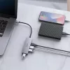 USB centrmezgls Aukey CB-H36 — 4 portu USB 3.2 Gen 1 Type-A, resursdators USB 2.0, 5000 Mbit/s, alumīnijs sudraba krāsā