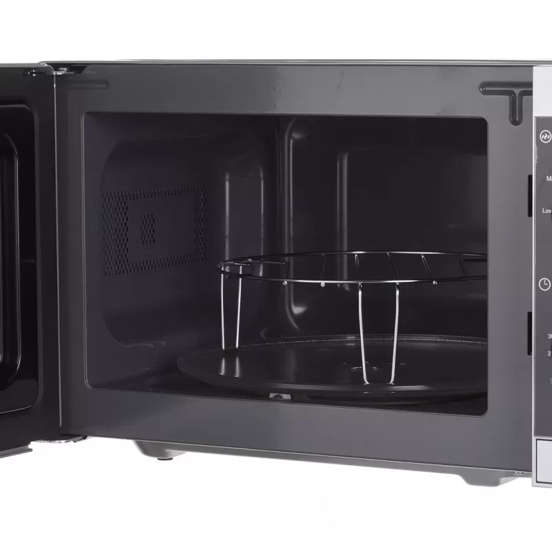 Kombinētā mikroviļņu krāsns Sharp YC-MG01E-S — 20 l, 800 W mikroviļņu, 1000 W grils, 5 jaudas līmeņi, rotējoša vadība, 25,5 cm grozāmā pamatne