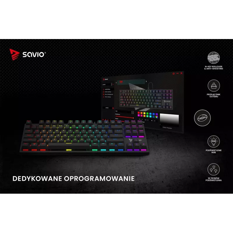 Mehāniskā tastatūra RGB Tempest X2 Outemu Red Savio Savgk-tempest X2 Red
