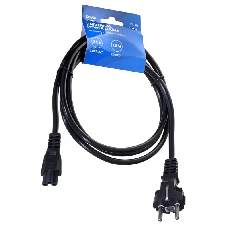 Savio CL-81 strāvas kabelis Melns 1.8 m strāvas spraudnis tips E IEC C5