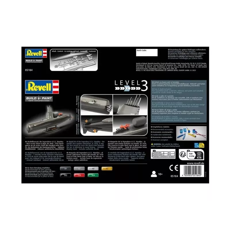 Plastmasas kuģa modelis REVELL U.S.S. Nautilus mērogā 1:305, komplekts 05184