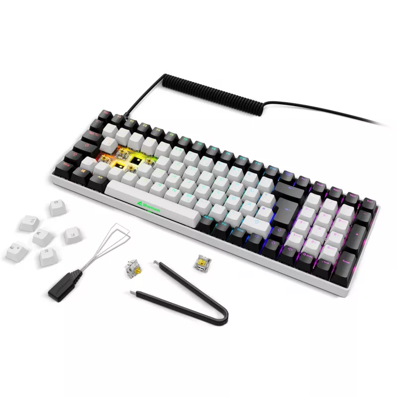 Sharkoon SKILLER SGK50 S2 White DE-Layout Gateron Yellow tastatūra