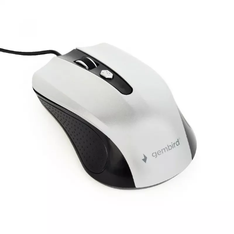 Vadu optiskā datorpele abām rokām GEMBIRD MUS-4B-01-BS, USB Type-A, 1200 DPI, 4 pogas, melna/sudrabota