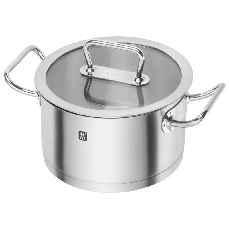 Trauku komplekts ZWILLING 65120-005-0 — 5 daļu nerūsējošā tērauda katli, vāki, droši cepeškrāsnij un trauku mazgājamai mašīnai, nepiedegošs pārklājums, maks. 200°C