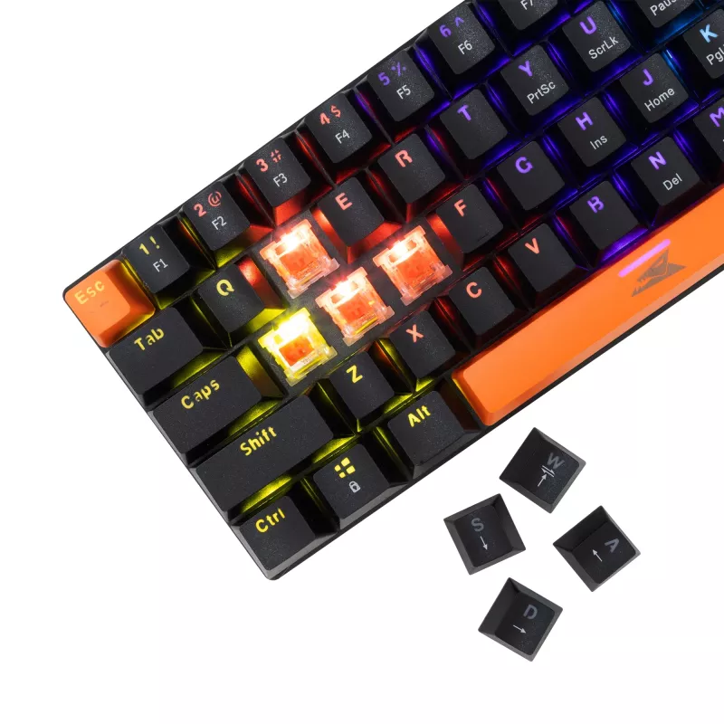 Mehāniskā tastatūra Baracuda Dolphin melna ASV izkārtojums ar sarkanajiem slēdžiem