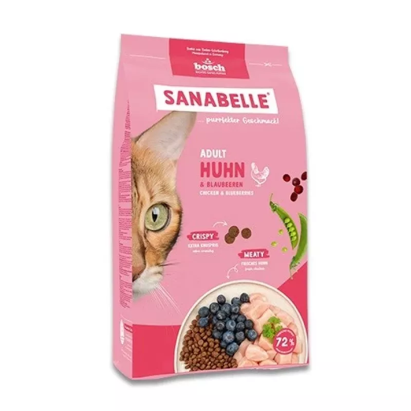 Sausā barība kaķiem Bosch Sanabelle Life Adult Chicken & Blueberries 8 kg, 31% proteīns, 16% tauki, 2% šķiedrvielas