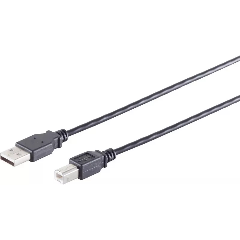 USB kabelis S/CONN 13-23005 USB 2.0 0.25 m USB A uz USB B melns