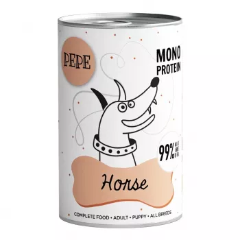 Paka Zwierzaka Pepe Horse mitrā barība suņiem, 99 % zirgu gaļa, 400 g