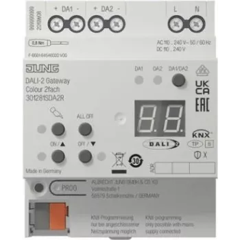 Tīkla vārteja Jung 30128 1S DA2 R KNX DALI-2 2‑kanālu krāsu vārteja