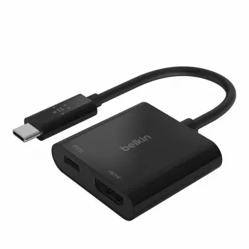 Belkin USB-C uz HDMI adapteris ar uzlādi, 60 W PD, melns, AVC002BTBK
