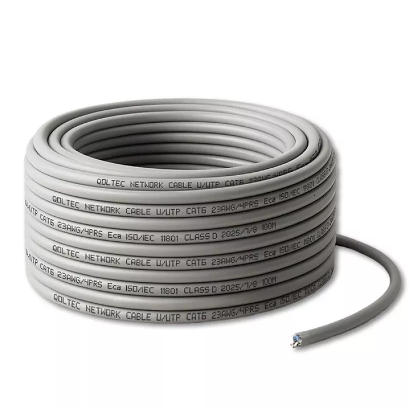 UTP patchcord kabelis CAT6 varš Cu 100m pelēks – QOLTEC 54560