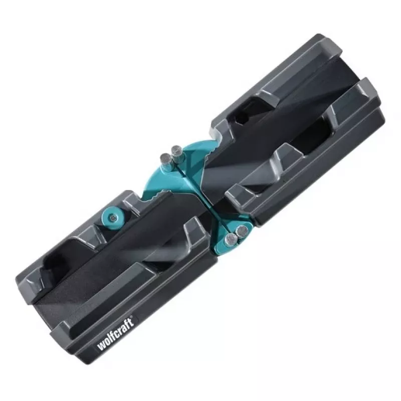 Slīpmašīnas un leņķa kaste Wolfcraft 6948200 — leņķa vadotne, 85–180° mērījums, dēļiem līdz 3 cm, melna