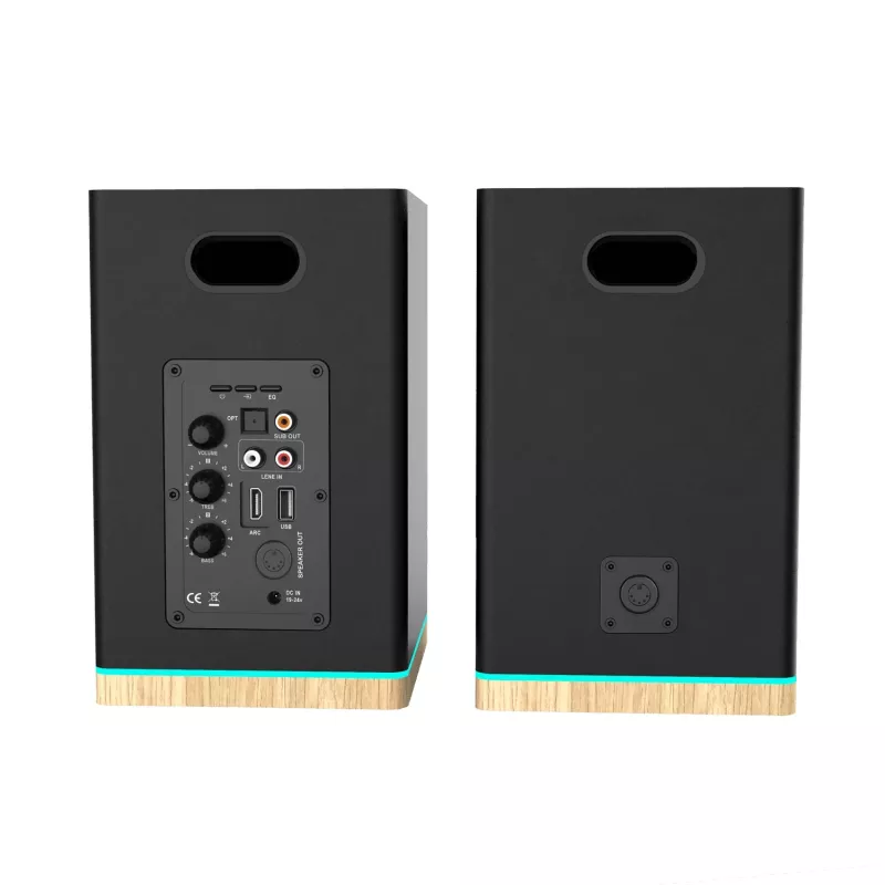 Plauktu skaļruņi Teac BS-60BK LED melni — Bluetooth, 2×90W, RCA, USB, optiskā ieeja, bass-reflex, tālvadības pults