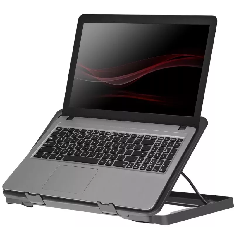 Piezīmjdatora dzesēšanas paliktnis DEFENDER NS-503 līdz 43,2 cm (17 collu) portatīvajiem datoriem, 2 ventilatori, USB barošana, melns
