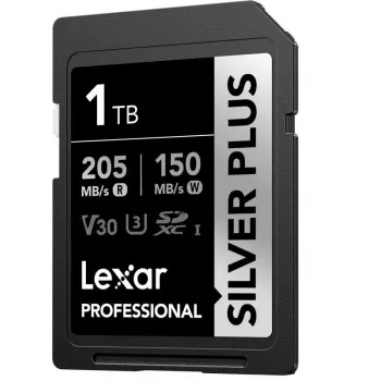 SDXC atmiņas karte Lexar Professional SilverP UHS‑I 1 TB, lasīšana 205 MB/s, rakstīšana 150 MB/s, UHS‑I