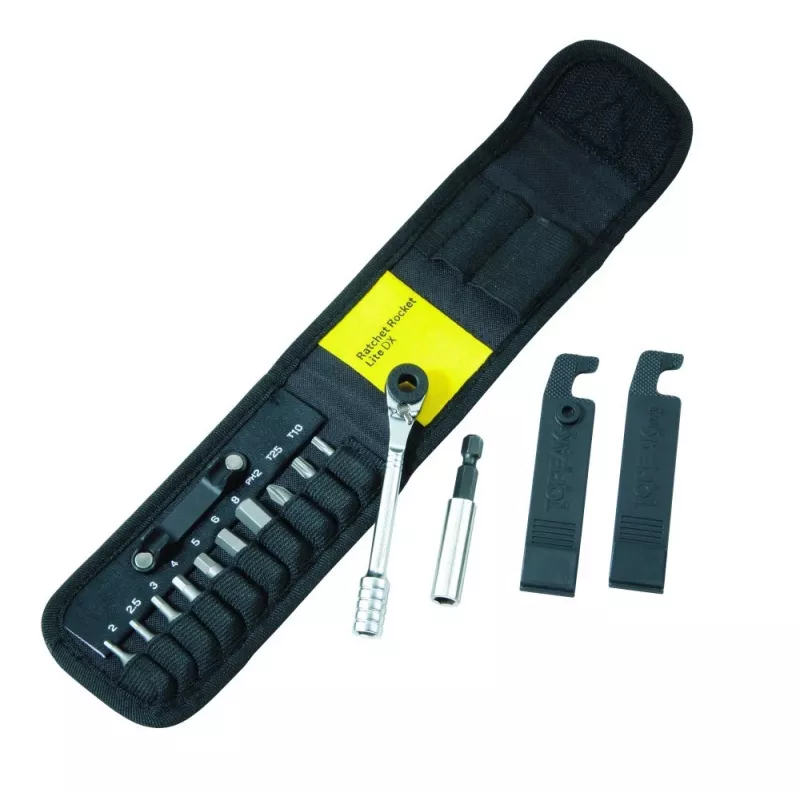 TOPEAK Ratchet Rocket Lite DX uzgriežņu atslēgu komplekts, kompakta sprūdratsveida vairākmērķu instruments (T-TT2524)