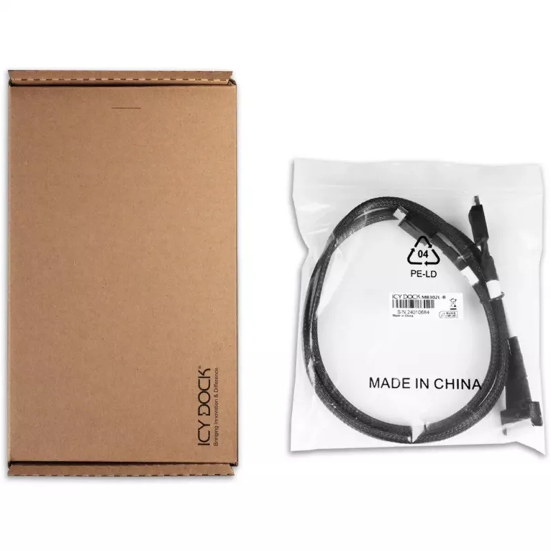 Diskdziņa pārveidotāja kronšteins icybox MCIO 8i 74-pin SFF-TA-1016 uz 2× OCuLink 42-pin 4i MB302L-B