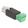 DeLOCK 66607 kabeļa pārveidotājs RJ45 3 kontaktu spaiļu bloks Melns Zaļš
