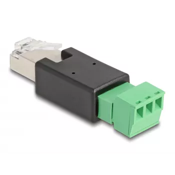 DeLOCK 66607 kabeļa pārveidotājs RJ45 3 kontaktu spaiļu bloks Melns Zaļš