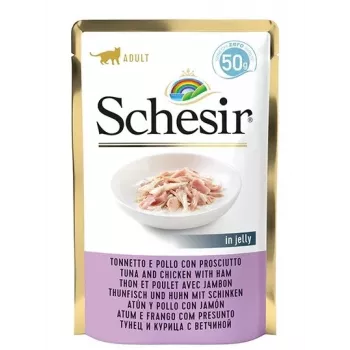SCHESIR želejā Tuna un chicken ar ham - mitrā kaķu barība - 50 g