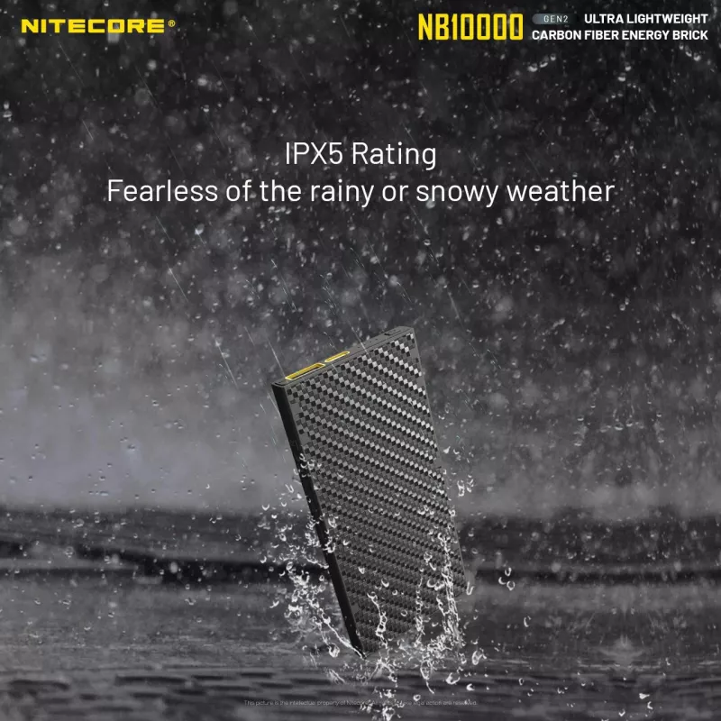 Pārnēsājams ārējais akumulators Nitecore NB10000 — 10000 mAh, USB‑A + USB‑C, 38 W kopējā izeja, pelēks