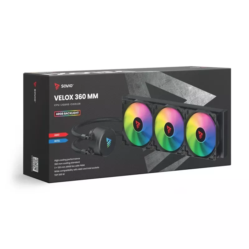 SAVIO VELOX 360mm CPU šķidruma dzesētājs ar ARGB