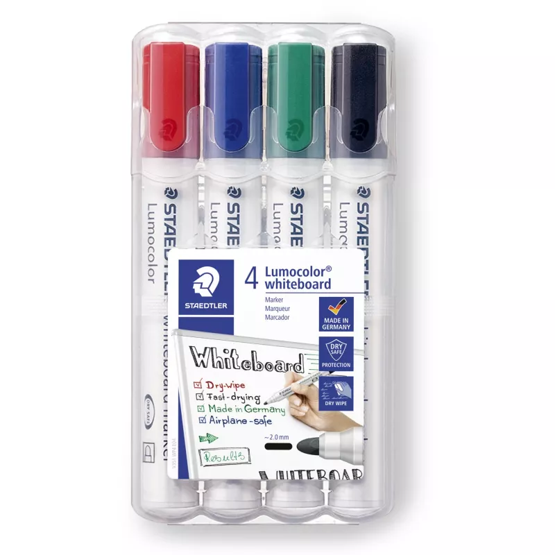 Marķieris Staedtler Lumocolor 351 WP4 Lodes uzgalis Melns Zils Zaļš Sarkans