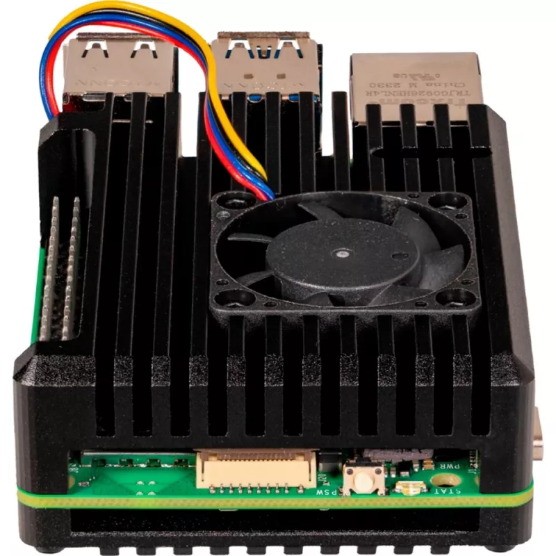 Joy-IT Armor Case BLOCK ACTIVE SBC-korpuss, piemērots izstrādes komplektiem Raspberry Pi (RB-AlucaseP5-07FAN)