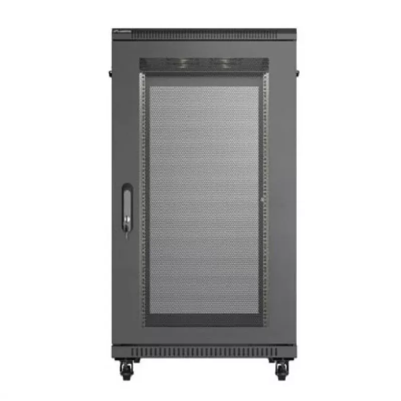 19 collu statīva skapis LANBERG FF01-6022-23B, 22U, 600×1000 mm, melns, perforētas durvis