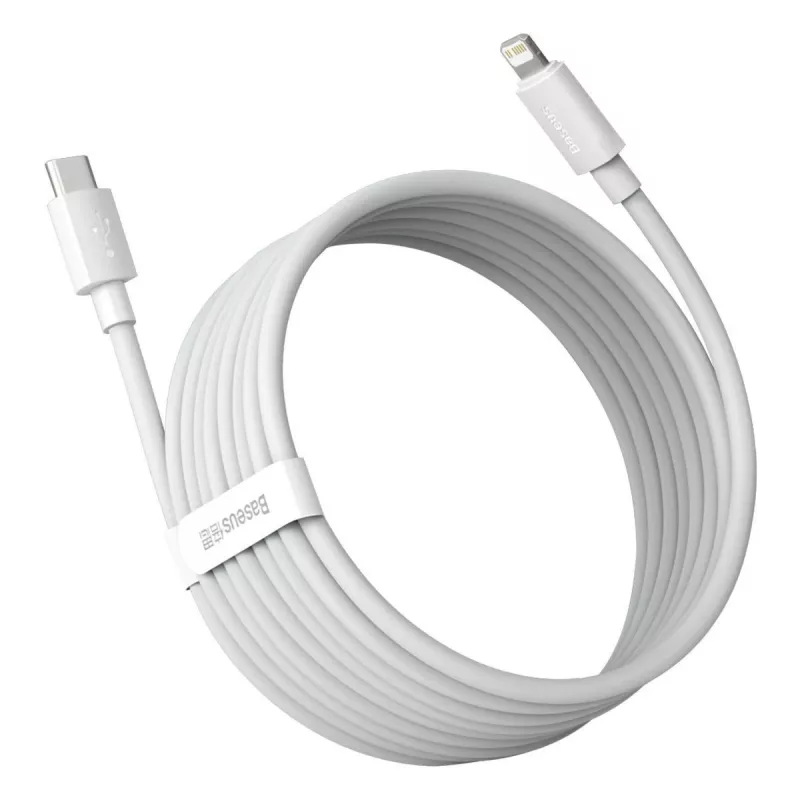 Baseus Simple Wisdom Data kabelis Kit USB-C to Lightning PD 20W (2GAB/KOMPLEKTS) 1.5m Balts