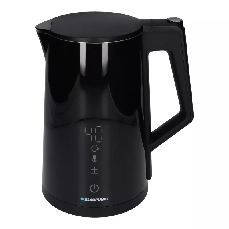 Elektriskā tējkanna BLAUPUNKT EKD601, 1,7 L, 2200 W, regulējama 40–100 °C, melna, nerūsējošais tērauds