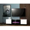 TV skapītis Cama Meble PAFOS EF ar elektrisko kamīnu 180×42×49 cm, balts, matēts