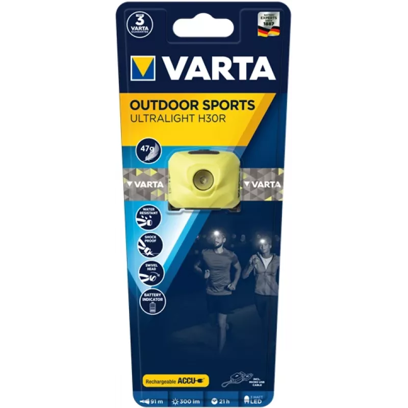Galvas lukturītis Varta OUTDOOR SPORTS ULTRALIGHT H30R Lime