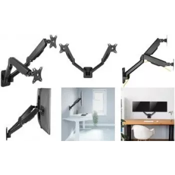 Logilink - Montāžas komplekts - 2 LCD/Plasma konsolēm (gāzes atspere) - Plastmasa, alumīnijs, tērauds - Melns - Ekrāna izmērs: 43,2-81,3 cm (17-32) - Sienas stiprinājums (BP0146)