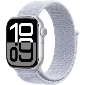 Apple Watch Series 10 Aluminum Case GPS + Cellular 42mm Sudraba Sport Loop Zils cloud