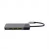 USB Type‑C centrmezgls zaļa Cell HUBGC01 — 7 pieslēgvietas: 3×USB‑A 3.2 Gen 1, 1×USB‑C 3.2 Gen 1, HDMI, microSD+SD karšu lasītājs — sudrabains