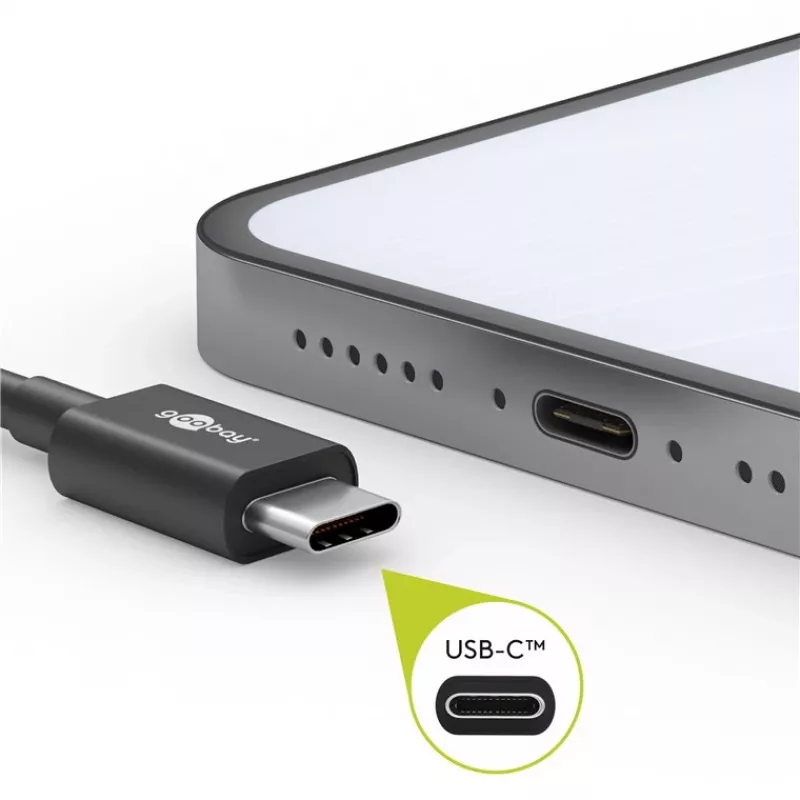 Goobay 51243 USB kabelis 2 m USB 2.0 USB C Melns (51243)