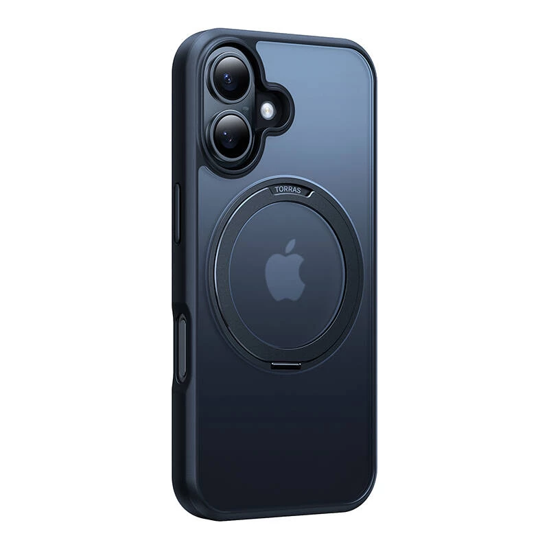 Aizsargājošs tālruņa maciņš Torras Ostand Pro iPhone 16 Plus — Melns, plāns profils, viegls