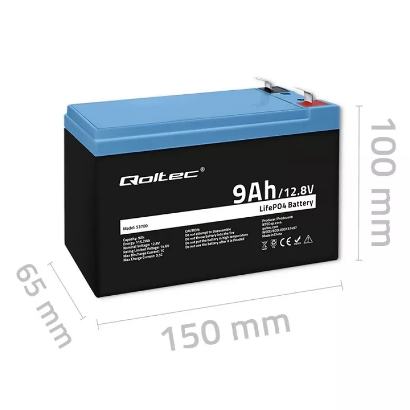 akumulators LiFePO4 Lithium Iron Phosphate 12.8V 9Ah 115.2Wh