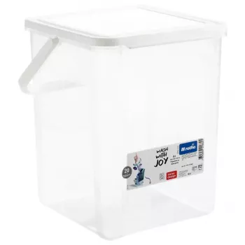 Plastmasas mazgāšanas līdzekļu trauks Rotho Basic 9 L modelis 1770101100RP, balts, vāks, pakarināšanas caurums