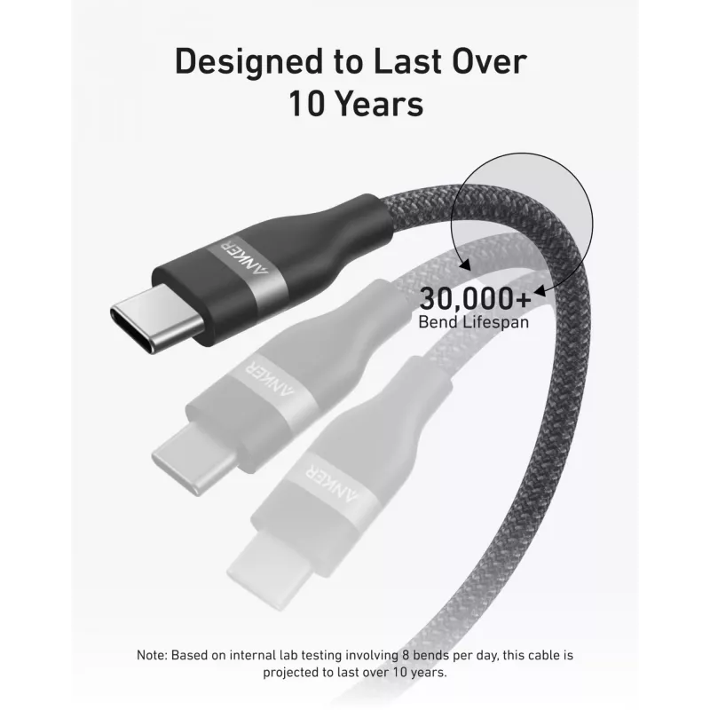 USB-C uz USB-C kabelis Anker A82E2 — USB 2.0, 1.8 m, melns