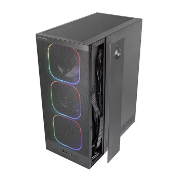 Datora korpuss TACENS MARS MC‑NEBULA Midi Tower ar rūdīta stikla paneli, četriem 120 mm aRGB ventilatoriem, atbalsta ATX, GPU līdz 30,2 cm