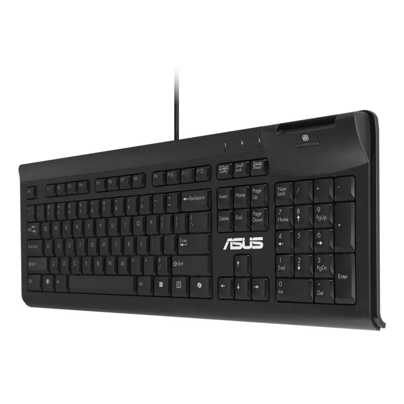 Vadu pilna izmēra tastatūra ASUS KU100 melna, igauņu izkārtojums, USB Type-A, 2 m kabelis